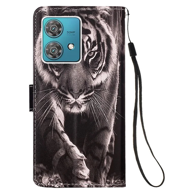 YB Pattern Printing Leather Series-4 for Motorola Edge 40 Neo 5G Leather Case Phone Wallet Cover