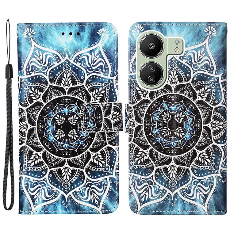YB Pattern Printing Leather Series-4 for Xiaomi Redmi 13C 4G / Poco C65 4G Leather Case Wallet Flip Cover