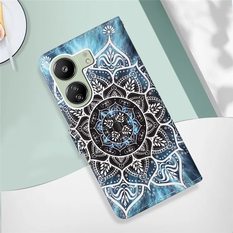 YB Pattern Printing Leather Series-4 for Xiaomi Redmi 13C 4G / Poco C65 4G Leather Case Wallet Flip Cover