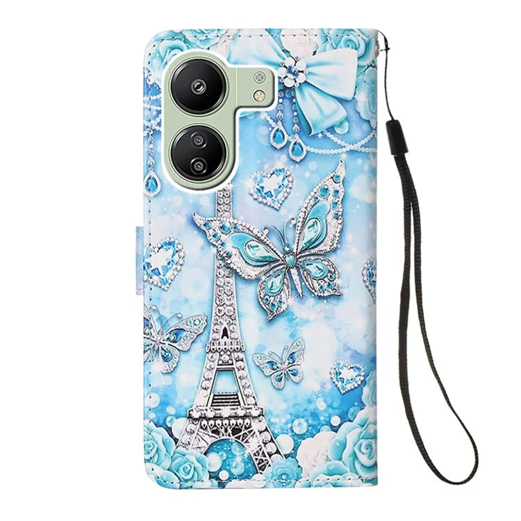 YB Pattern Printing Leather Series-4 for Xiaomi Redmi 13C 4G / Poco C65 4G Leather Case Wallet Flip Cover