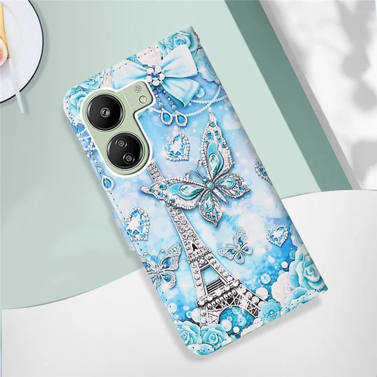 YB Pattern Printing Leather Series-4 for Xiaomi Redmi 13C 4G / Poco C65 4G Leather Case Wallet Flip Cover