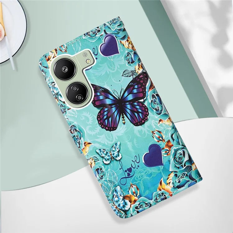 YB Pattern Printing Leather Series-4 for Xiaomi Redmi 13C 4G / Poco C65 4G Leather Case Wallet Flip Cover