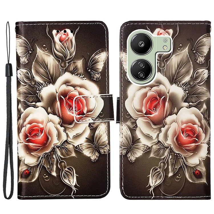 YB Pattern Printing Leather Series-4 for Xiaomi Redmi 13C 4G / Poco C65 4G Leather Case Wallet Flip Cover