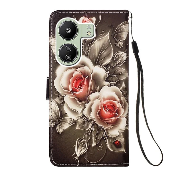 YB Pattern Printing Leather Series-4 for Xiaomi Redmi 13C 4G / Poco C65 4G Leather Case Wallet Flip Cover