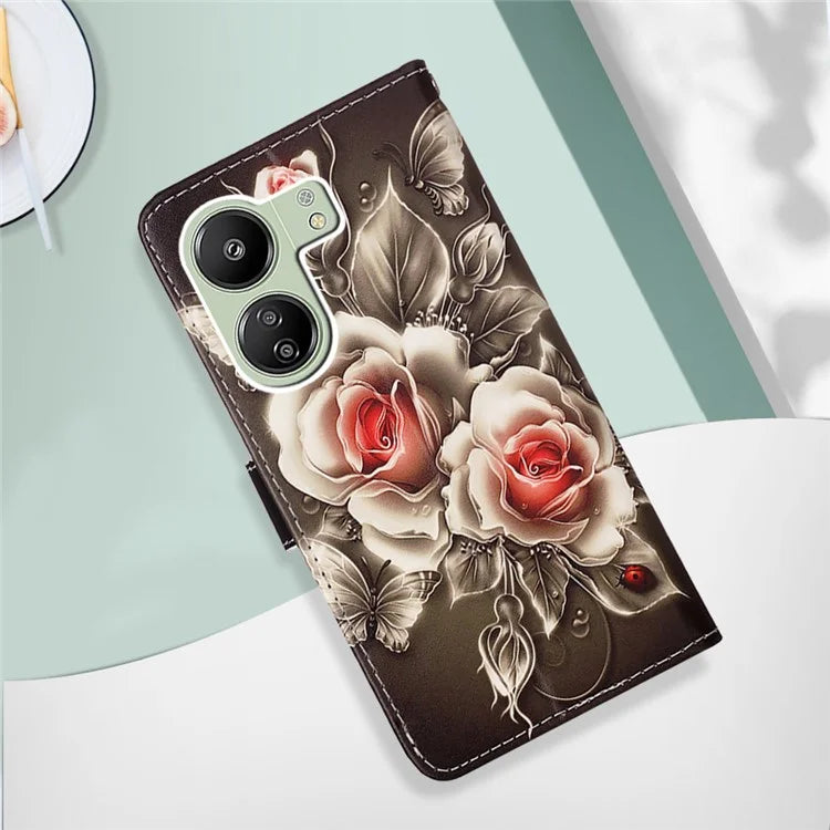 YB Pattern Printing Leather Series-4 for Xiaomi Redmi 13C 4G / Poco C65 4G Leather Case Wallet Flip Cover