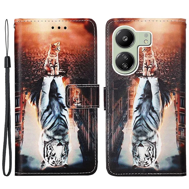YB Pattern Printing Leather Series-4 for Xiaomi Redmi 13C 4G / Poco C65 4G Leather Case Wallet Flip Cover