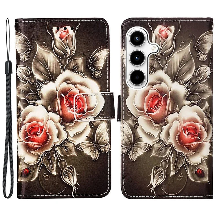 YB Pattern Printing Leather Series-4 for Samsung Galaxy A35 5G Wallet Phone Case with Strap