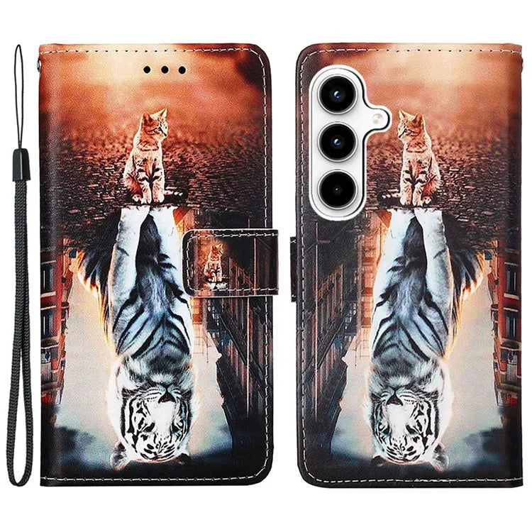 YB Pattern Printing Leather Series-4 for Samsung Galaxy A35 5G Wallet Phone Case with Strap