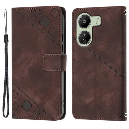 PT005 YB Imprinting Series-6 For Xiaomi Redmi 13C 4G / Poco C65 4G Wallet Leather Case with Strap