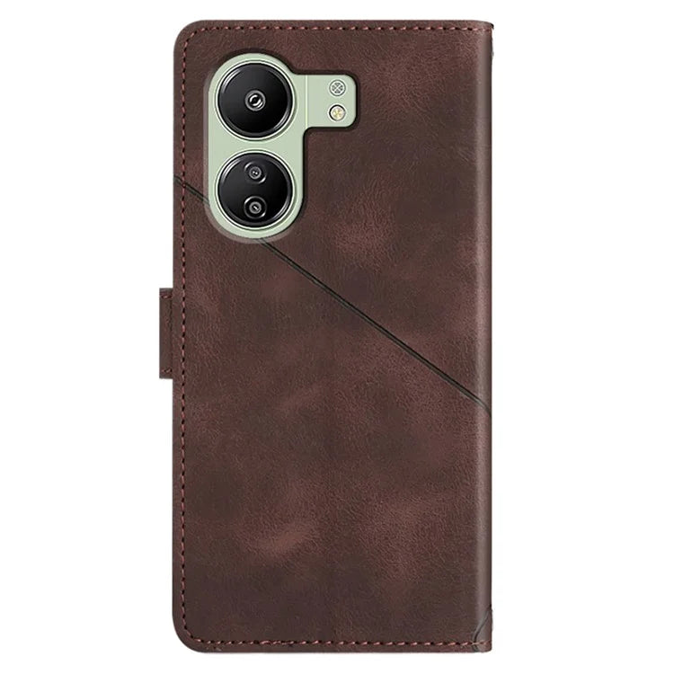 PT005 YB Imprinting Series-6 For Xiaomi Redmi 13C 4G / Poco C65 4G Wallet Leather Case with Strap
