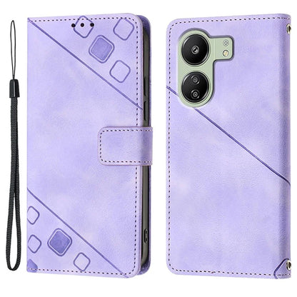 PT005 YB Imprinting Series-6 For Xiaomi Redmi 13C 4G / Poco C65 4G Wallet Leather Case with Strap