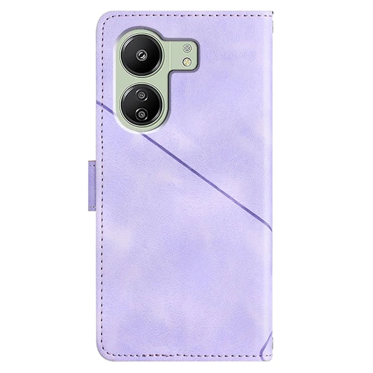 PT005 YB Imprinting Series-6 For Xiaomi Redmi 13C 4G / Poco C65 4G Wallet Leather Case with Strap