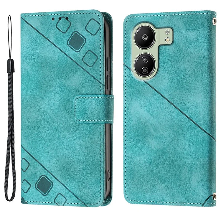 PT005 YB Imprinting Series-6 For Xiaomi Redmi 13C 4G / Poco C65 4G Wallet Leather Case with Strap
