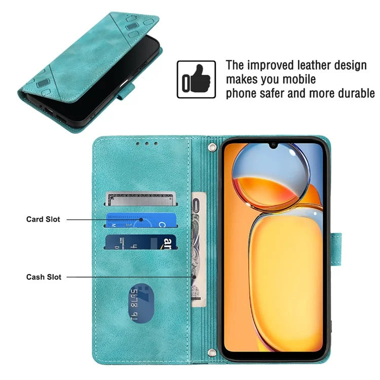 PT005 YB Imprinting Series-6 For Xiaomi Redmi 13C 4G / Poco C65 4G Wallet Leather Case with Strap
