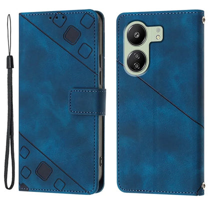PT005 YB Imprinting Series-6 For Xiaomi Redmi 13C 4G / Poco C65 4G Wallet Leather Case with Strap