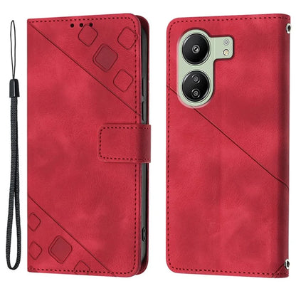 PT005 YB Imprinting Series-6 For Xiaomi Redmi 13C 4G / Poco C65 4G Wallet Leather Case with Strap
