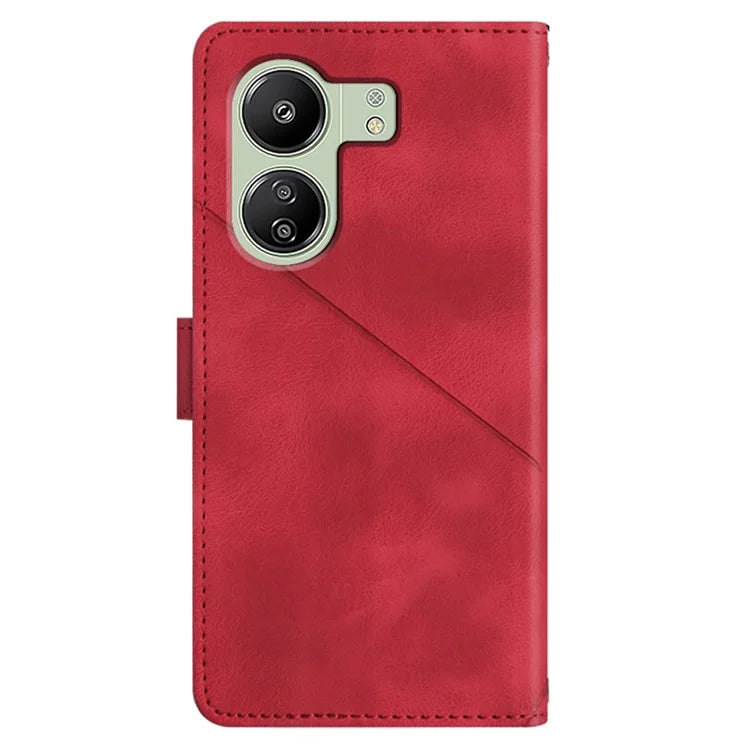 PT005 YB Imprinting Series-6 For Xiaomi Redmi 13C 4G / Poco C65 4G Wallet Leather Case with Strap