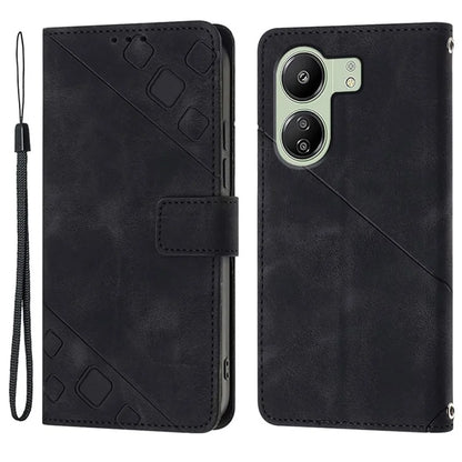 PT005 YB Imprinting Series-6 For Xiaomi Redmi 13C 4G / Poco C65 4G Wallet Leather Case with Strap