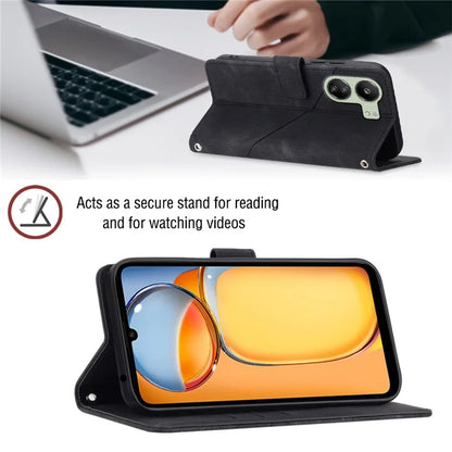 PT005 YB Imprinting Series-6 For Xiaomi Redmi 13C 4G / Poco C65 4G Wallet Leather Case with Strap
