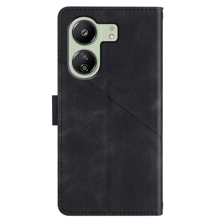 PT005 YB Imprinting Series-6 For Xiaomi Redmi 13C 4G / Poco C65 4G Wallet Leather Case with Strap