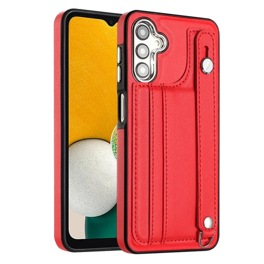 YB Leather Coating Series-5 For Samsung Galaxy A05s 4G Case Wrist Strap Kickstand Protective Cover