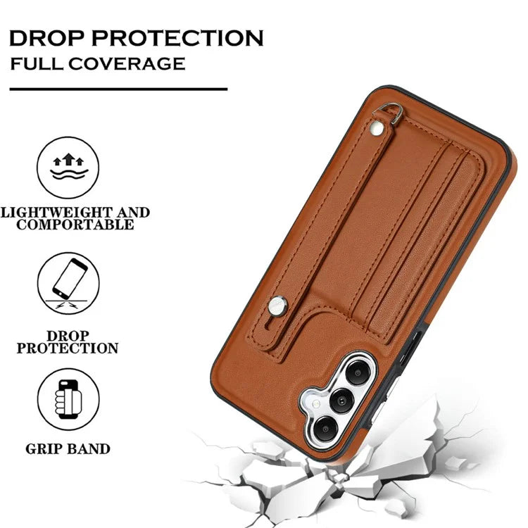 YB Leather Coating Series-5 For Samsung Galaxy A25 5G (Global) (161.0 x 76.5 x 8.3mm) Case Card Slots Phone Cover