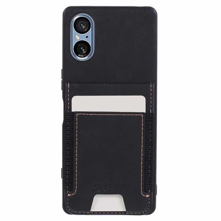 SUTENI H03 For Sony Xperia 5 V Phone Case Scratch-proof Leather+TPU Kickstand Shell