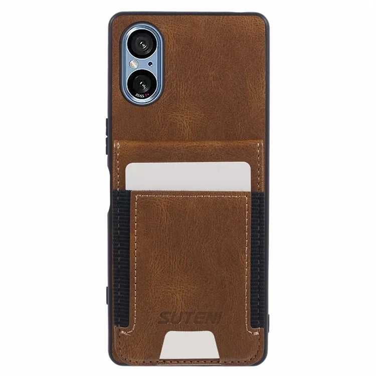 SUTENI H03 For Sony Xperia 5 V Phone Case Scratch-proof Leather+TPU Kickstand Shell