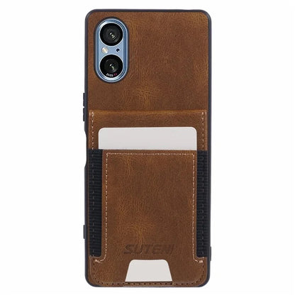 SUTENI H03 For Sony Xperia 5 V Phone Case Scratch-proof Leather+TPU Kickstand Shell