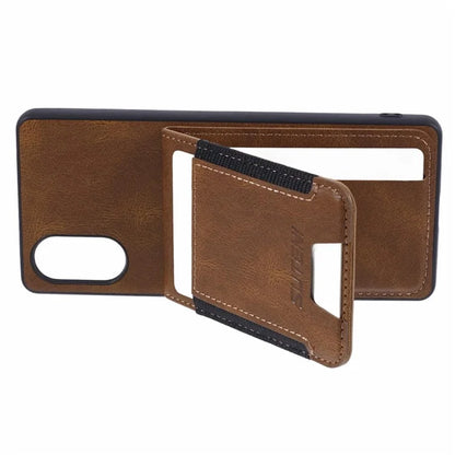 SUTENI H03 For Sony Xperia 5 V Phone Case Scratch-proof Leather+TPU Kickstand Shell