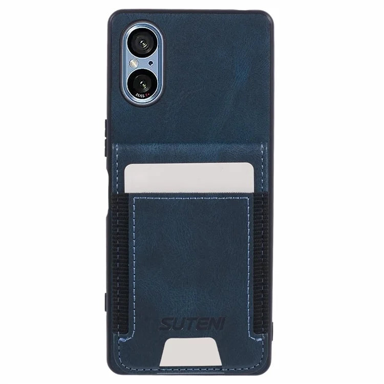 SUTENI H03 For Sony Xperia 5 V Phone Case Scratch-proof Leather+TPU Kickstand Shell