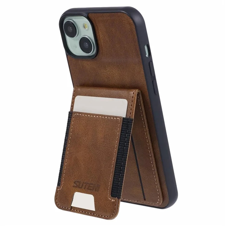 SUTENI H03 For iPhone 14 Plus Back Phone Cover PU Leather Vertical Flip Kickstand Case