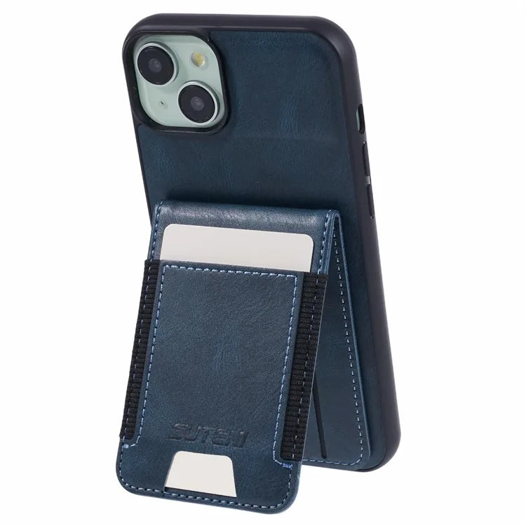 SUTENI H03 For iPhone 14 Plus Back Phone Cover PU Leather Vertical Flip Kickstand Case