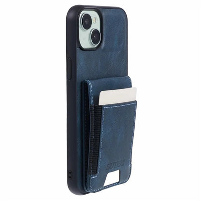 SUTENI H03 For iPhone 14 Plus Back Phone Cover PU Leather Vertical Flip Kickstand Case