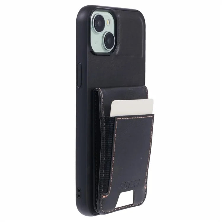 SUTENI H03 For iPhone 14 Plus Back Phone Cover PU Leather Vertical Flip Kickstand Case