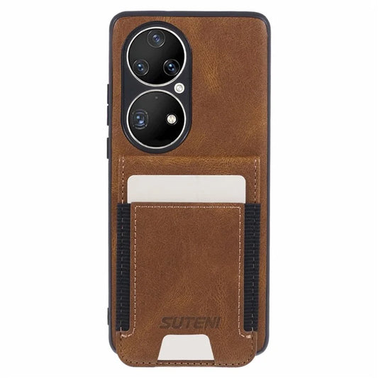 SUTENI H03 For Huawei P50 Pro 4G Cell Phone Case Waxy Textured Kickstand Back Cover