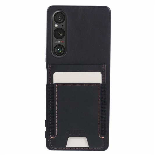 SUTENI H03 For Sony Xperia 1 V Protective Case Waxy Texture Kickstand Phone Cover