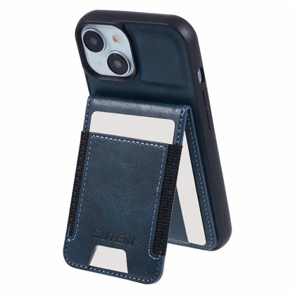 SUTENI H03 For iPhone 15 Case PU Leather Waxy Texture Card Slots Back Cover