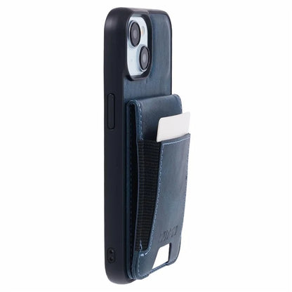 SUTENI H03 For iPhone 15 Case PU Leather Waxy Texture Card Slots Back Cover