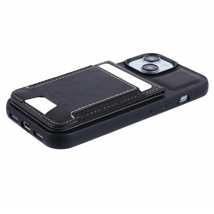 SUTENI H03 For iPhone 15 Case PU Leather Waxy Texture Card Slots Back Cover