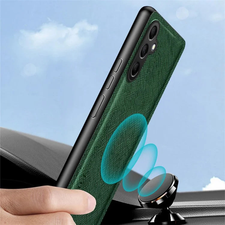 For 	Samsung Galaxy A34 5G Case Cross Texture Leather+TPU Phone Cover Support Magnetic Car Holder