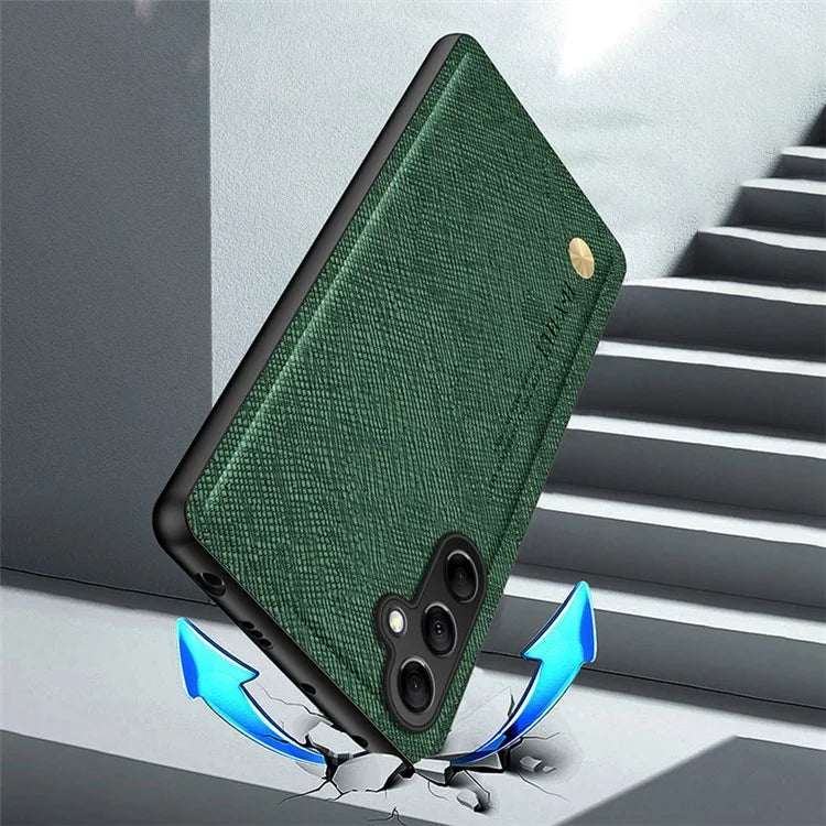 For Samsung Galaxy A05s 4G Back Phone Cover Cross Texture Business Style Case Built-in Metal Sheet