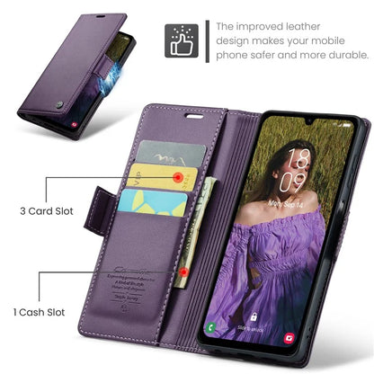 CASEME 023 Series For Samsung Galaxy A15 4G / A15 5G Phone Case RFID Blocking Litchi Texture Cover
