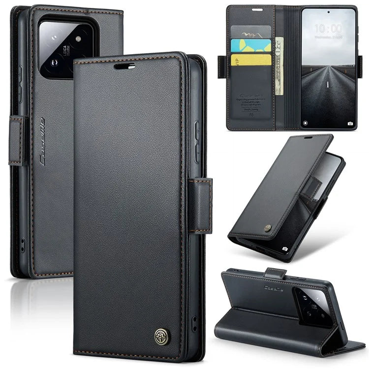 CASEME 023 Series For Xiaomi 14 Pro Case RFID Blocking Glossy Stand Phone Cover