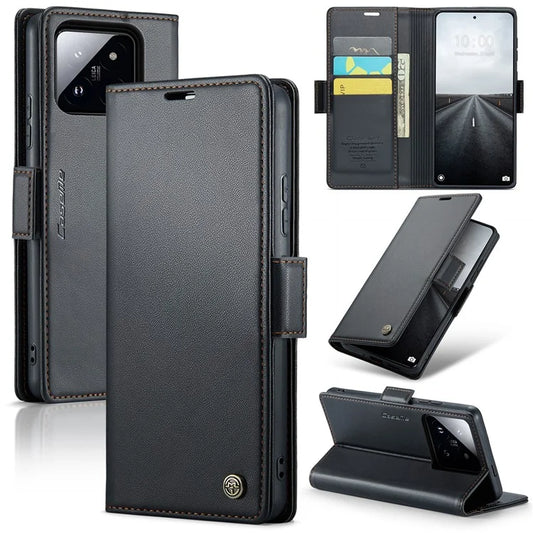 CASEME 023 Series For Xiaomi 14 Pro Case RFID Blocking Glossy Stand Phone Cover