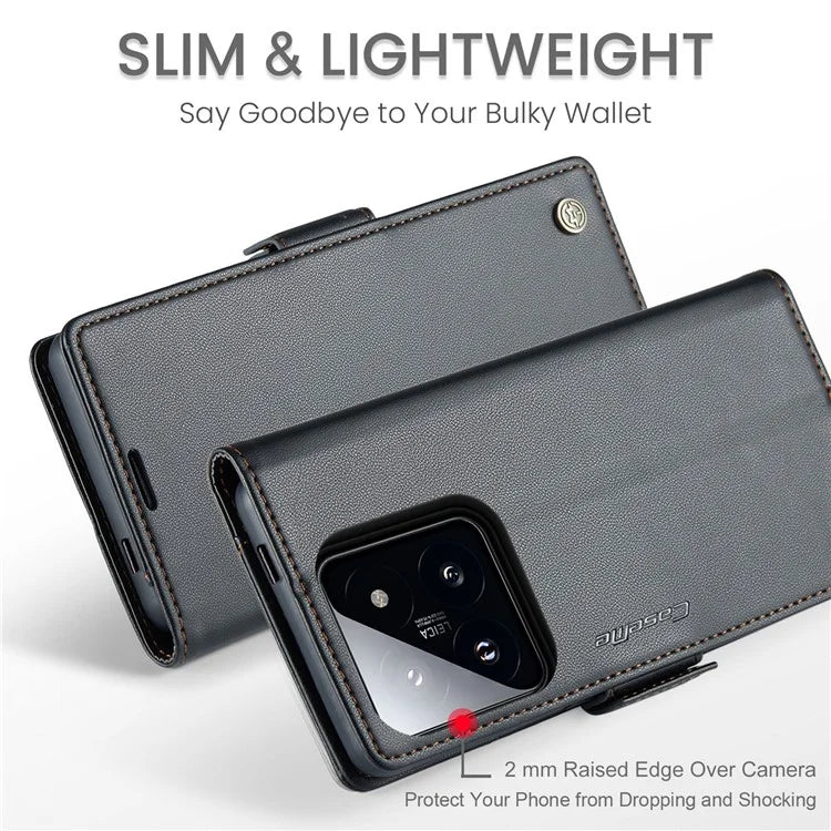 CASEME 023 Series For Xiaomi 14 Pro Case RFID Blocking Glossy Stand Phone Cover