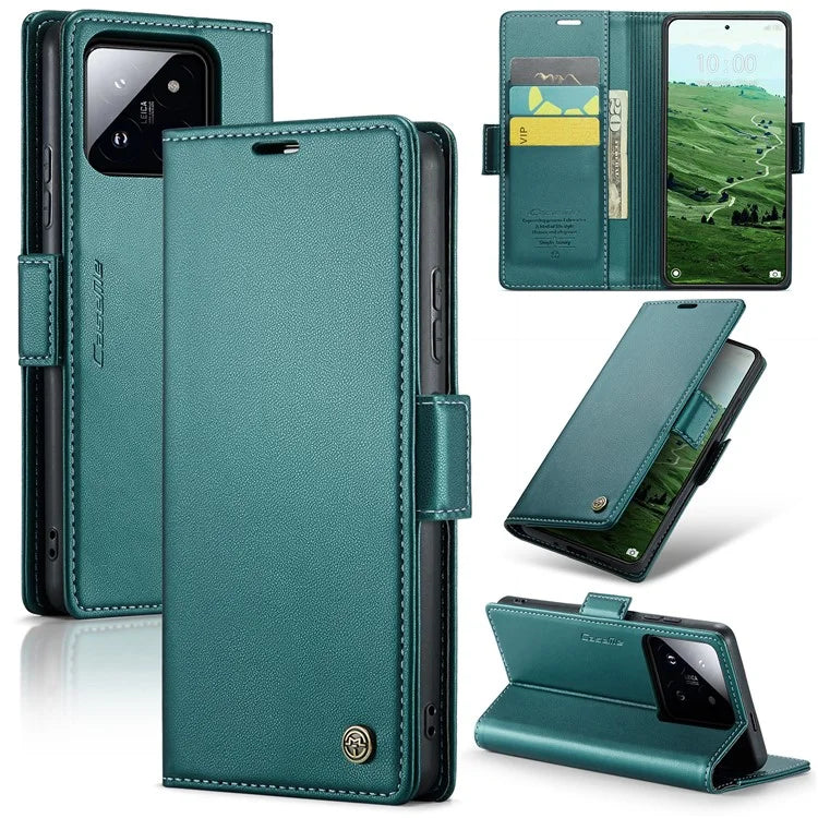 CASEME 023 Series For Xiaomi 14 Pro Case RFID Blocking Glossy Stand Phone Cover