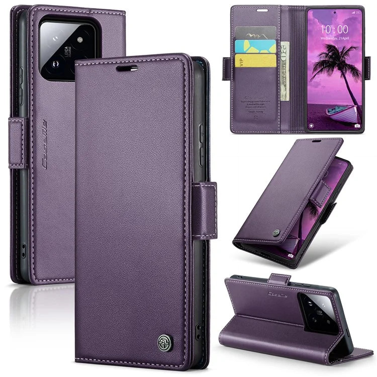 CASEME 023 Series For Xiaomi 14 Pro Case RFID Blocking Glossy Stand Phone Cover