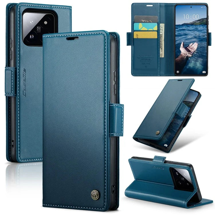 CASEME 023 Series For Xiaomi 14 Pro Case RFID Blocking Glossy Stand Phone Cover