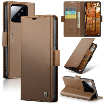 CASEME 023 Series For Xiaomi 14 Pro Case RFID Blocking Glossy Stand Phone Cover